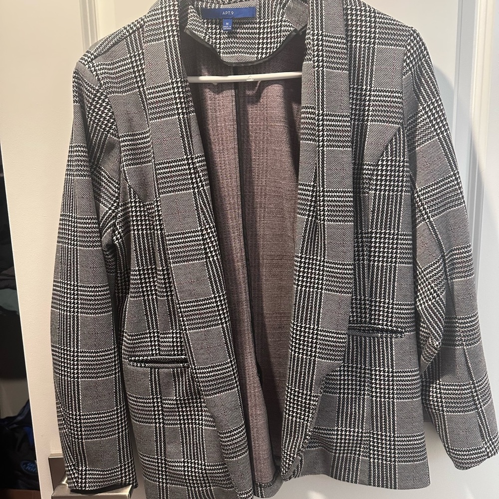 Apt. 9 Black and White Checkered Blazer